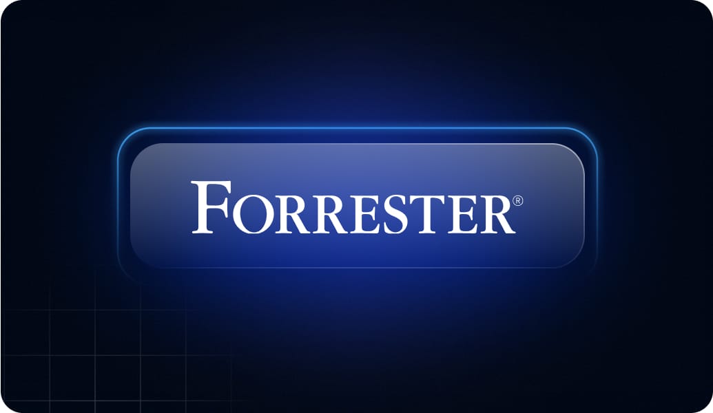 Logo for Forrester representing insights on the future of device management and UEM security for businesses.