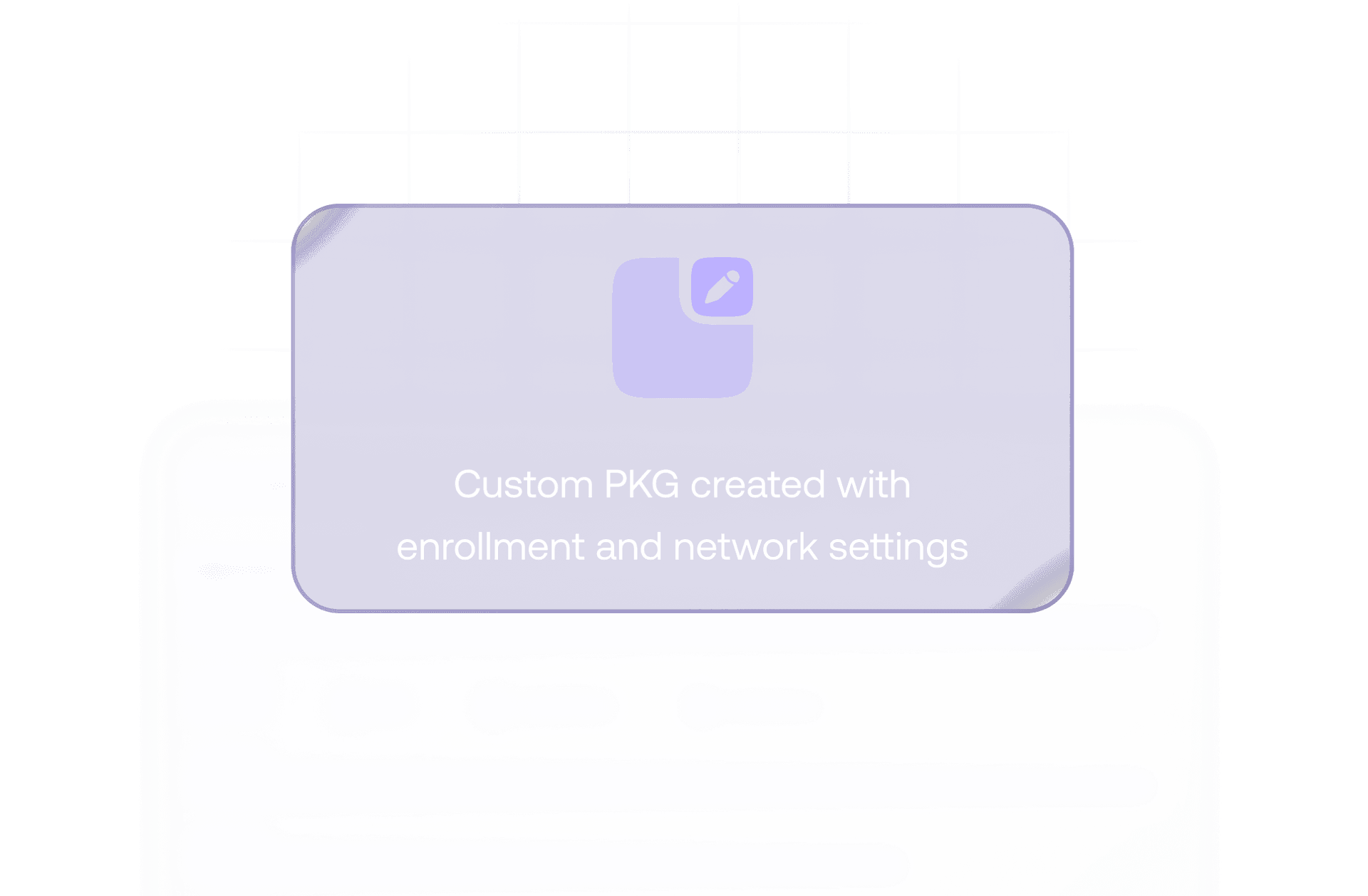 Illustration showing creation of a custom Hexnode Gateway PKG with enrollment and network settings.
