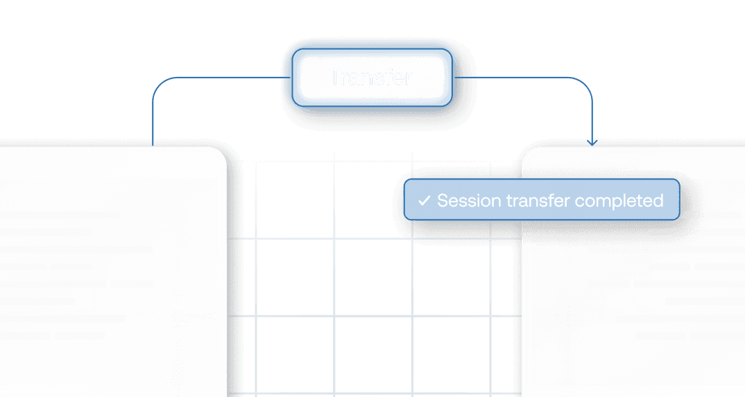 A remote session being transferred from one user to another.