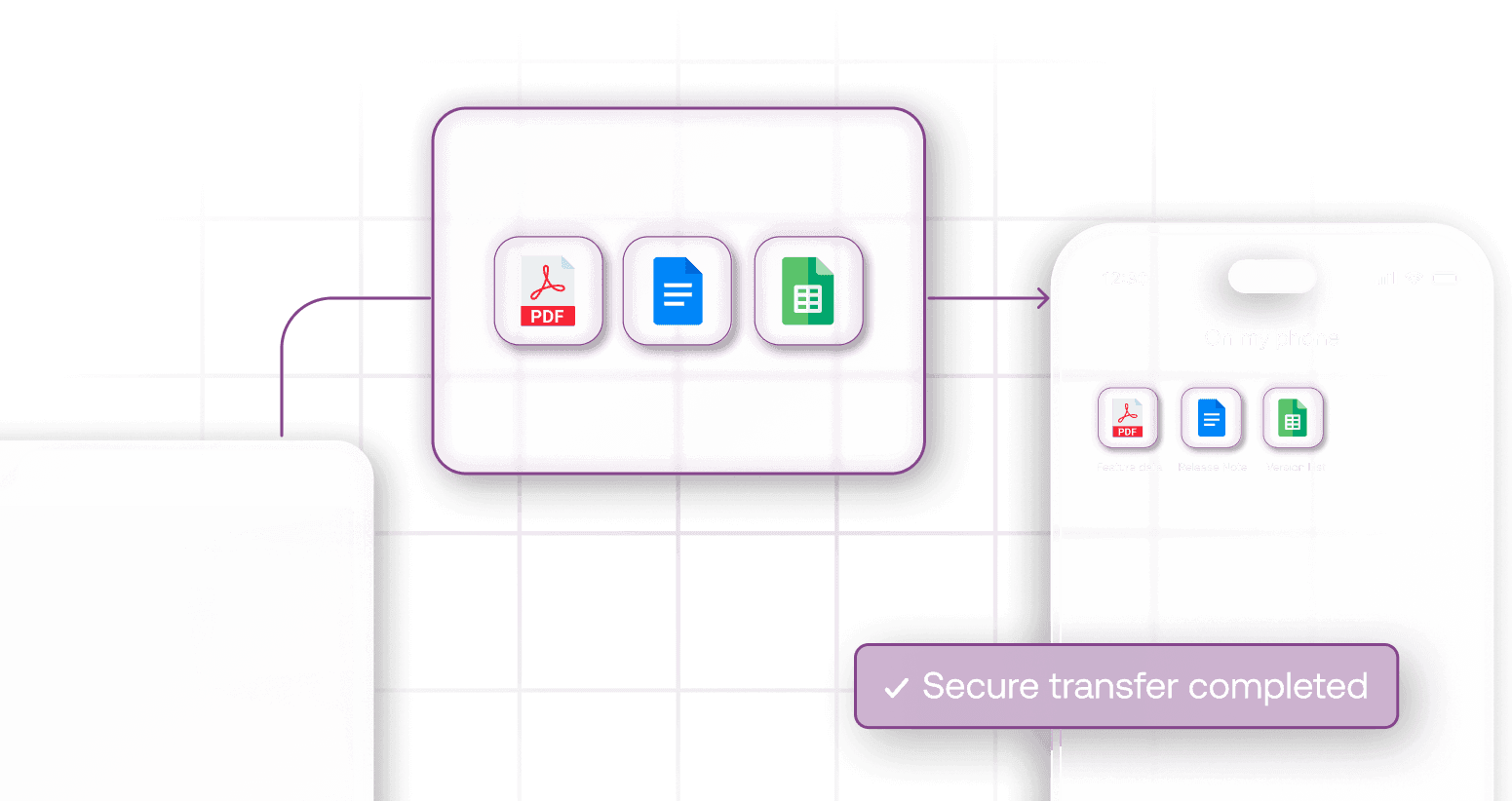 Several files being transferred from one device to another.