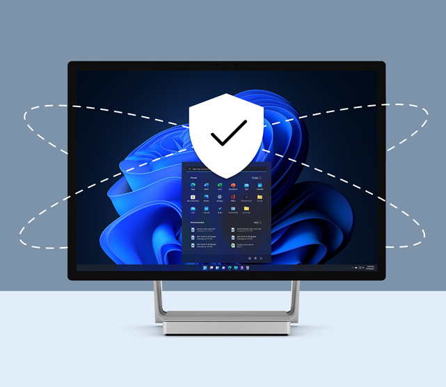 Graphic depicting a secured desktop